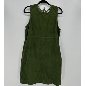 Boden Green Corduroy Dress Womens Pockets Sleeveless Casual Modest Sz 12 Earthy